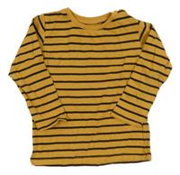 Hořčicovo-černé pruhované triko sinsay