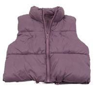 Fialovohnědá prošívaná šusťáková zateplená crop vesta 