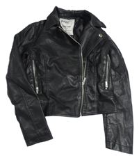 Černý koženkový jarní crop křivák Page one young