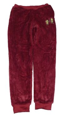 Vínové plyšové pyžamové kalhoty s čertíky Steinbeck