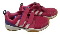 Tmavorůžovo/fialovo-bílé textilno/koženkové botasky Adidas vel. 31