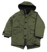 Khaki kostkovaná šusťáková zimní parka s kapucí M&S