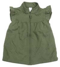 Khaki prošívaná tepláková propínací vesta s volánky carter's