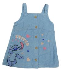 Světlemodré manšestrové propínací šaty se Stitchem PRIMARK