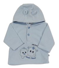 Světlemodrá flecová mikina se zvířátky a kapucí s oušky