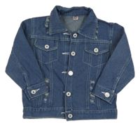 Modrá riflová bunda s prošoupáním a zajíčkem a autem