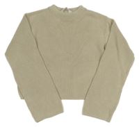 Béžový žebrovaný crop svetr H&M