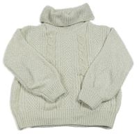 Světlebéžový melírovaný vzorovaný žinylkový svetrový rolák C&A