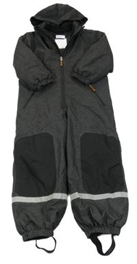 Černá melírovaná šusťáková zimní kombinéza s odepínací kapucí H&M