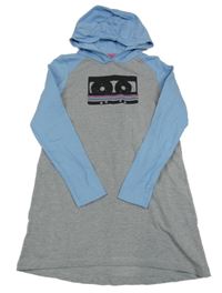 Šedo-světlemodré melírované šaty s kazetou a kapucí Pepperts!