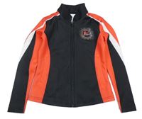 Černo-červeno-bílá propínací sportovní mikina s gymnastkou a kamínky 