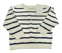 Nové - smetanovo-tmavomodrý pruhovaný svetr Sfera