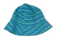 Modro-světletyrkysový pruhovaný plátěný klobouk TCM 