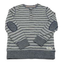 Šedo-tmavomodrá pruhovaná melírovaná mikina s nášivkou C&A