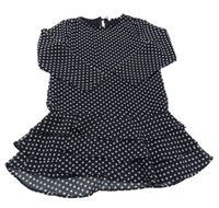 Tmavomodro-bílé puntíkaté šaty s volánky KIDS ONLY