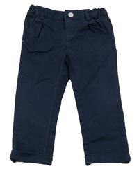 Tmavomodré plátěné kalhoty s pejskem Chicco