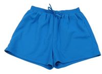 Modré žebrované kraťasy s mašlí SHEIN