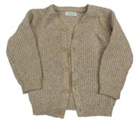 Béžovo-šedý melírovaný žebrovaný propínací svetr PRIMARK