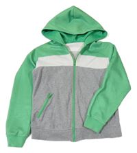 Šedo/melírovano-bílo-zelená/kostkovaná propínací mikina s kapucí H&M