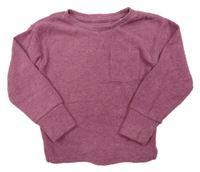 Vínové melírované žebrované úpletové mikinotriko s kapsou PRIMARK