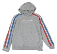 Šedá melírovaná mikina s kapsou a kapucí Adidas