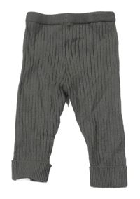 Tmavokhaki žebrované úpletové kalhoty Nutmeg