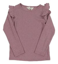 Starorůžové melírované mikinotriko s volánky a třpytkami H&M