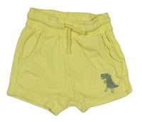 Žluté teplákové baggy kraťasy s dinosaurem George