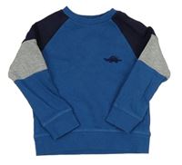 Modro-tmavomodro-šedá mikina s dinosaurem Mothercare