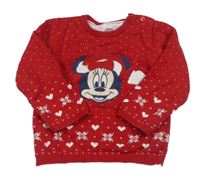 Červený vzorovaný svetr s Mickeym C&A