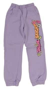 Lila tepláky s nápisem a květy Primark