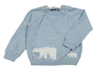 Světlemodrý melírovaný svetr s ledními medvědy zn. The Little White Company