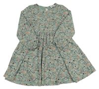 Zelenošedé květované teplákové šaty se zvířaty Topolino