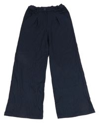 Tmavomodré pruhované teplákové wide leg kalhoty C&A