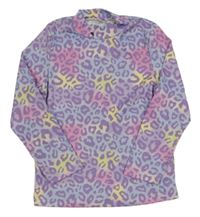 Lila-barevné vzorované žebrované triko se stojáčkem