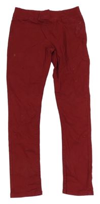 Vínové plátěné elastické skinny kalhoty s hvězdami Vertbaudet