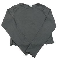 Antracitové žebrované crop triko Y.F.K.