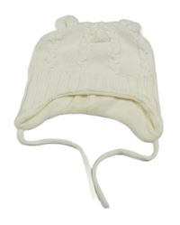 Smetanová pletená čepice s oušky H&M