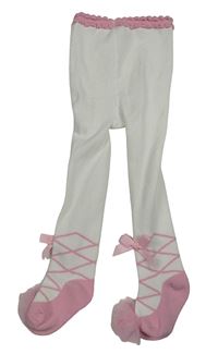 Bílé punčocháče s mašlemi a tylem