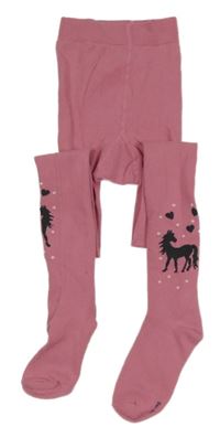 Starorůžové punčocháče s koňmi Yigga