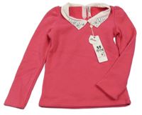 Nové - Fuchsiová mikina s límečkem s kamínky