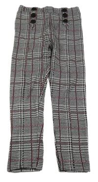 Šedo-černo-vínové kostkované tregíny s knoflíky Firetrap