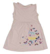 Světlerůžové bavlněné šaty s motýly Infinity Kids