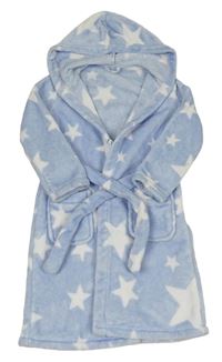 Světlemodrý chlupatý župan s hvězdami a kapucí M&S