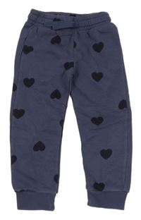 Tmavomodré tepláky se srdíčky H&M