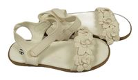 Smetanové koženkové sandály s květy H&M vel. 30