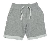 Šedé melírované teplákové kraťasy s pruhem Topolino