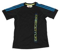 Černé sportovní tričko s nápisem Adidas