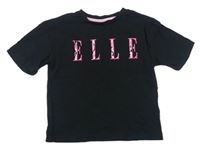 Černé crop tričko s logem Elle 