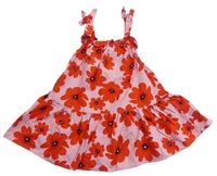 Růžovo-červené květované šaty F&F